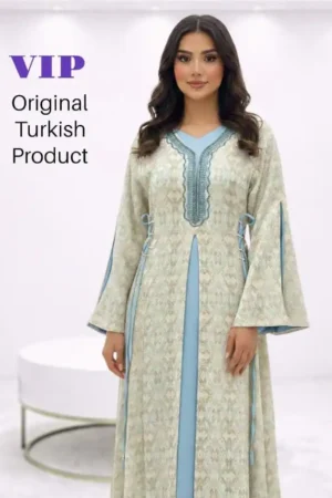 VIP Two-Tone Abaya with Wide Sleeves – Elegant Modest Fashion for Women